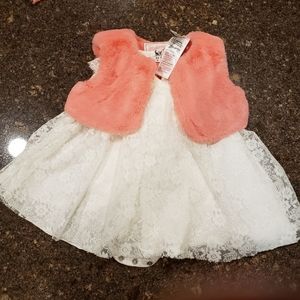 0-3 months baby girl 2 piece frock and bolero set